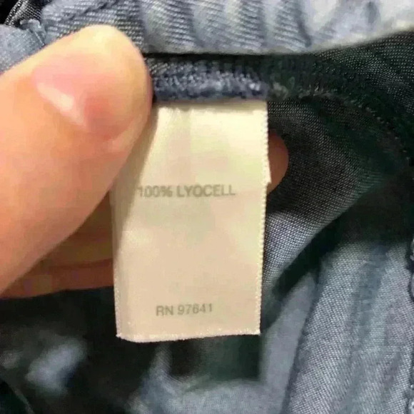 J Jill Denim Chambray Long Adjustable Sleeve Button Up Shirt Dress Medium Petite - Picture 6 of 10